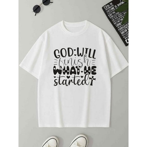 God Will Finish for men 180G 100% Cotton white Classic Unisex Shirt Cotton tshirts Unique Design Unisex Shirt Cotton tshirts Original Unisex Shirt Printed tshirts Classic Unisex Shirt Graphic tshirts