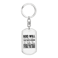 thumbnail image 1 of God Will Take You Stainless Steel or 18k Gold Premium Swivel Dog Tag Keychain, 1 of 16