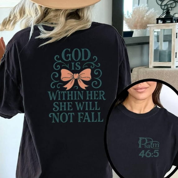 God Within Her T-Shirt Graphic Tee Faith Top Cotton Fashion Short Sleeve Inspirational Black S-5XL