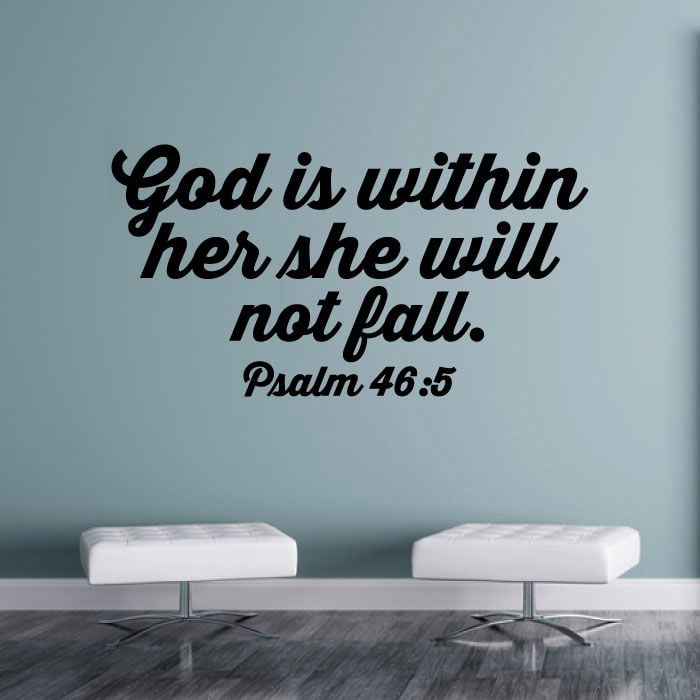 "God Is Within Her She Will Not Fall" Psalm 46:5 Vinyl Bumper Sticker Decal - 5 Inches, Weatherproof
