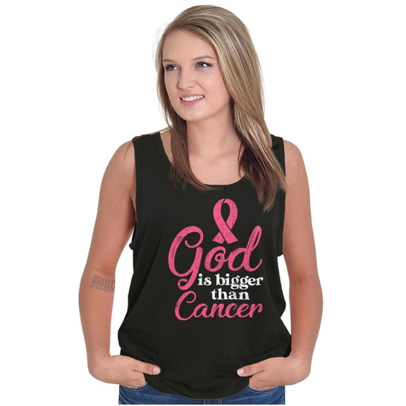 God is Bigger Than Cancer BCA Ribbon Tank Top Tee Shirt Women Brisco Brands S