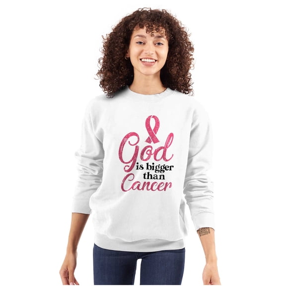 God is Bigger Than Cancer BCA Ribbon Women Crewneck Sweatshirt Brisco Brands S