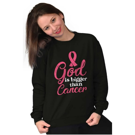 God is Bigger Than Cancer BCA Ribbon Women Crewneck Sweatshirt Brisco Brands S
