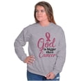thumbnail image 1 of God is Bigger Than Cancer BCA Ribbon Women Plus Size Crewneck Sweatshirt Brisco Brands 4X, 1 of 5