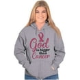 thumbnail image 1 of God is Bigger Than Cancer BCA Ribbon Zip Hoodie Sweatshirt Women Brisco Brands S, 1 of 6