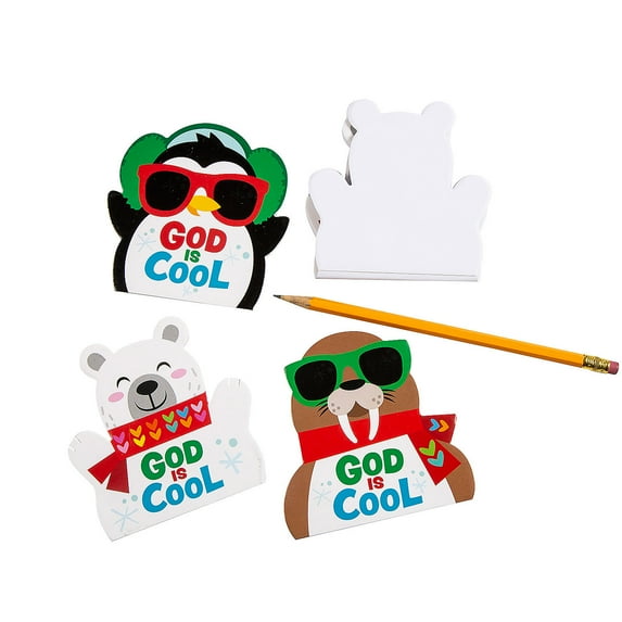 God is Cool Winter Animals Notepads - 24 pieces