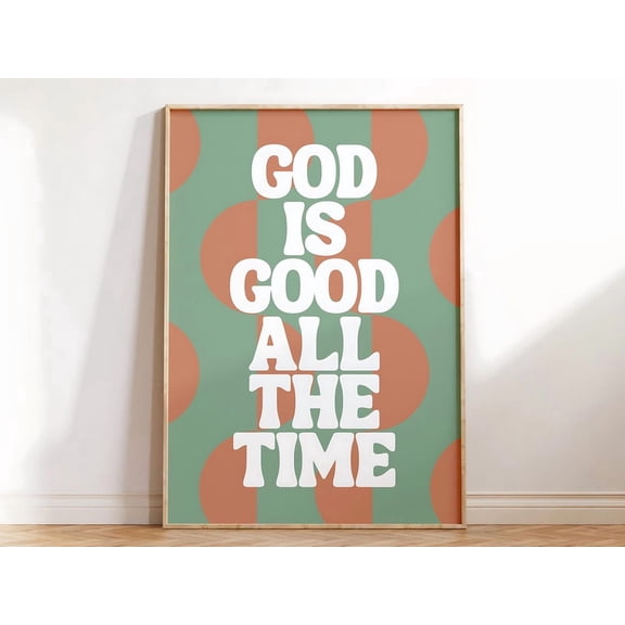 God is Good All The Time Colorful Retro Groovy Trendy Christian Wall Art
