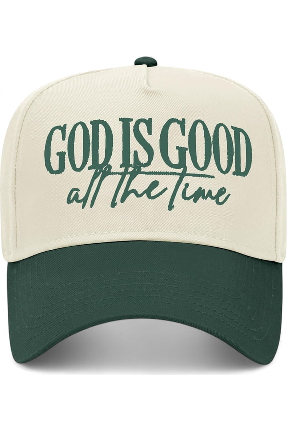 God is Good All The Time Script Hat (Green/Natural)