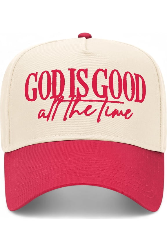 God is Good All The Time Script Hat (Red/Natural)