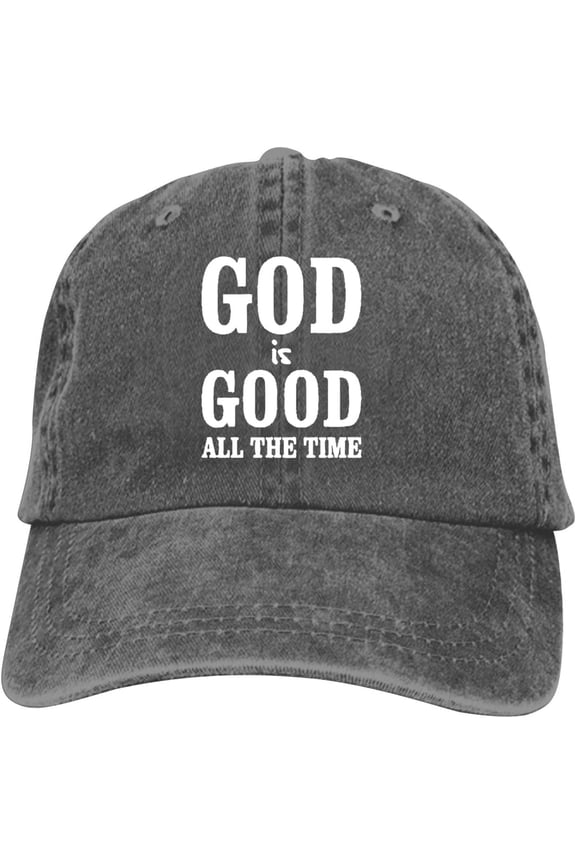 God is Good All the Time Baseball Cap Vintage Adjustable Washed Hats Cowboy Hats Denim Dad Hat for Men Women Boy Girl