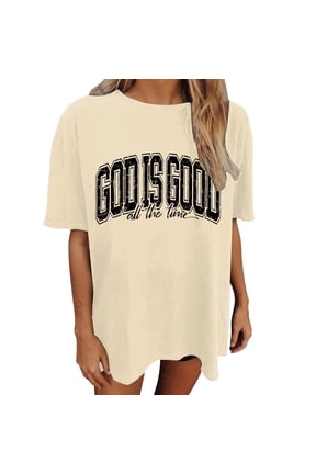 God is Good T-Shirt for Women Oversized Christian Short Sleeve Crewneck Tees Religious Sayings Bible Verse Tops