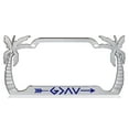 thumbnail image 1 of God is Greater Design Palm Tree Heavy Duty Metal License Plate Frame Auto License Plate Frame/Car Accessories (Chrome/Blue), 1 of 6