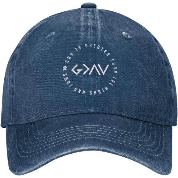 God is Greater Than The Highs and Lows Baseball Cap Unisex Adjustable Classic Washed Denim Vintage Dad Hat for Men Women