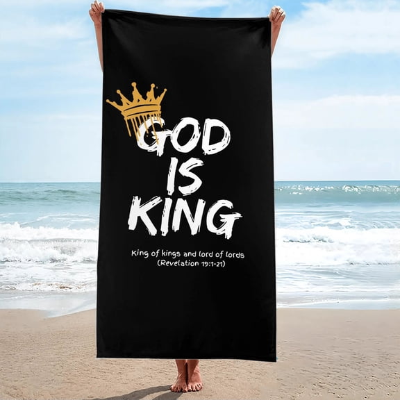 God is King Oversized Beach Towel, Sand-Free 27.5" x 55"