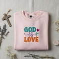 thumbnail image 1 of God is Love Embroidered Sweatshirt, Christian Apparel, Bible Verse Crewneck, Religious Sweater, Faith Gift for Women, Spiritual, 1 of 4