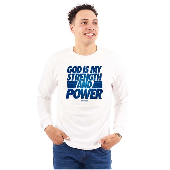 God is My Strength and Power Plus Size Long Sleeve Graphic Tee Shirt Brisco Brands 3X