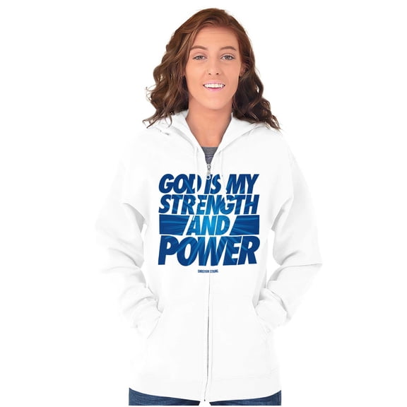 God is My Strength and Power Zip Up Hoodie Men's Women's Brisco Brands S