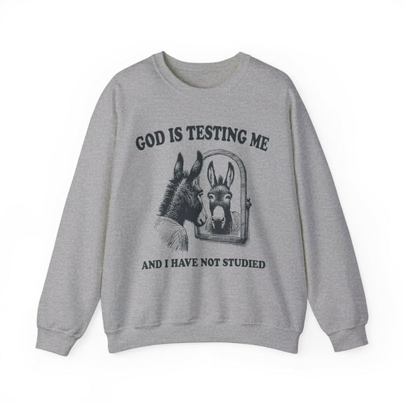God is Testing Me and I Have Not Studied Funny Donkey Sweatshirt Gag Gift