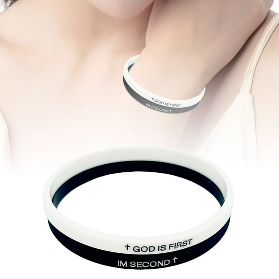 “God is the First, I am the Second” Rubber Motivational Bracelet for Men and Women, Inspiring