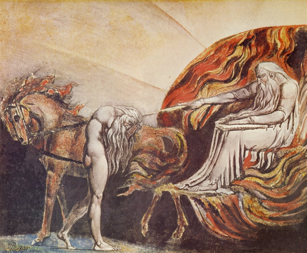 God judging Adam 1795 Canvas Art - William Blake (18 x 24)