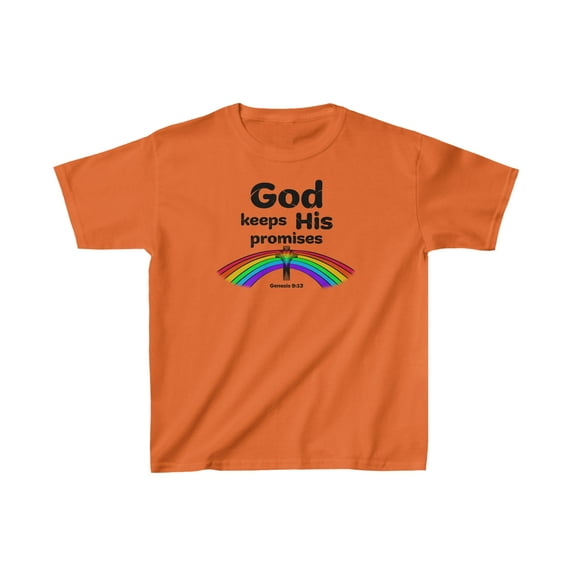 God keeps His promises Genesis 9:13. Christian Bible Verse on a Kids Shirt.