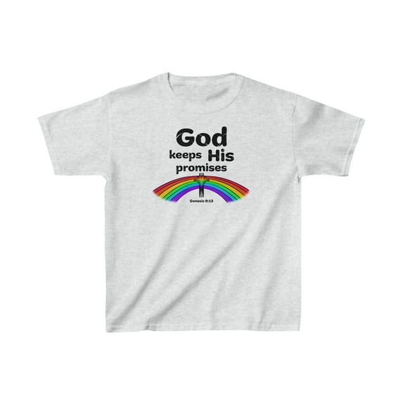 God keeps His promises Genesis 9:13. Christian Bible Verse on a Kids Shirt.