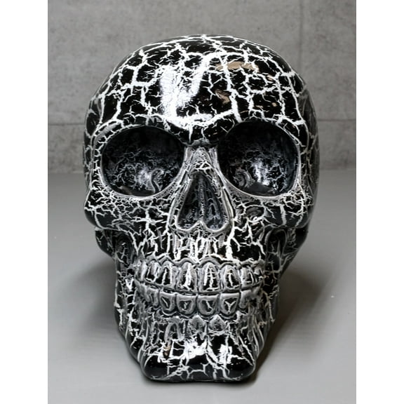 God of Lightning Thunder Bolt Punk Rock Black Skull Figurine Ossuary Macabre Art