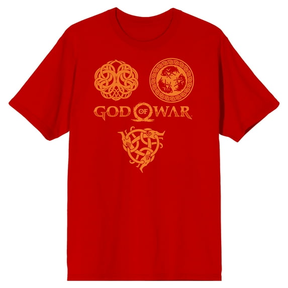 God of War Triptych Men's Red Short Sleeve T-Shirt - M