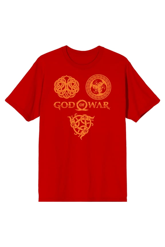 God of War Triptych Men's Red Short Sleeve T-Shirt - M