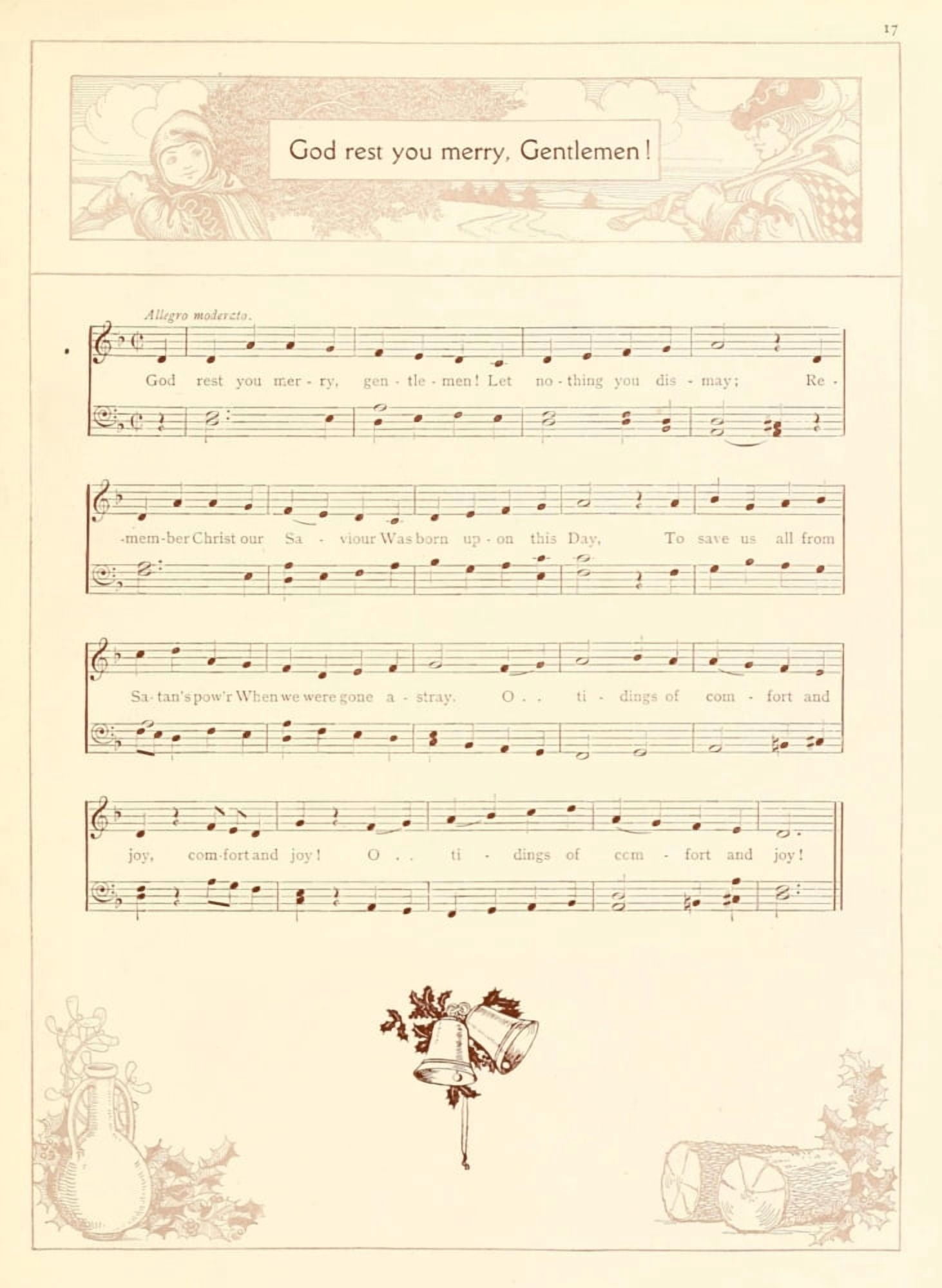 God rest you Merry Gentlemen Traditional Christmas Carols 1922 Canvas Art - (18 x 24)