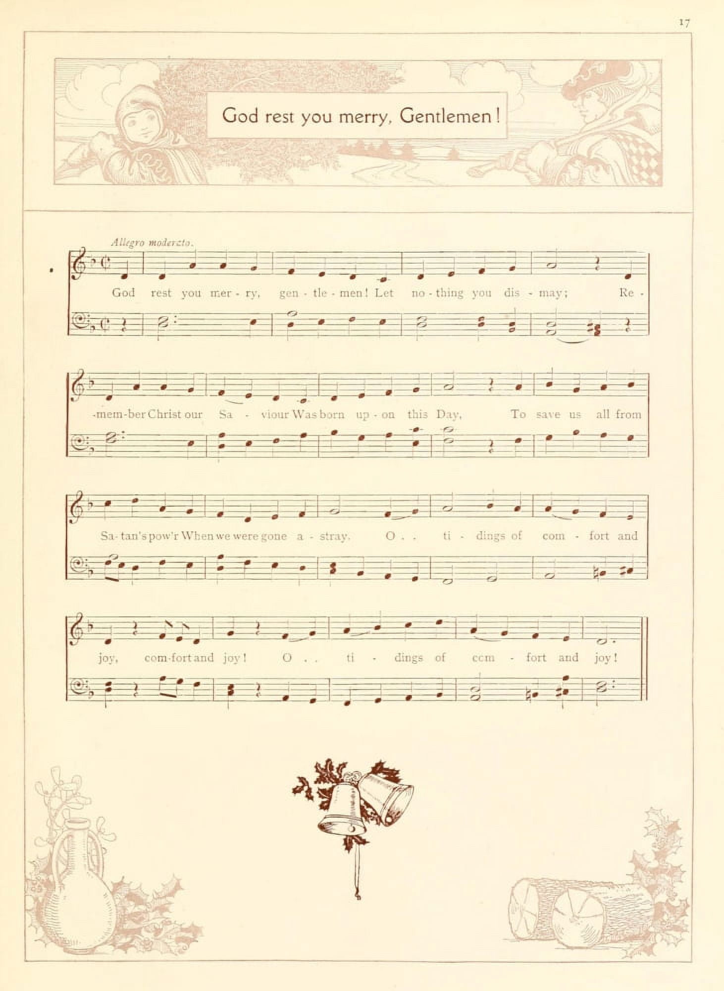 God rest you Merry Gentlemen Traditional Christmas Carols 1922 Canvas Art - (18 x 24)