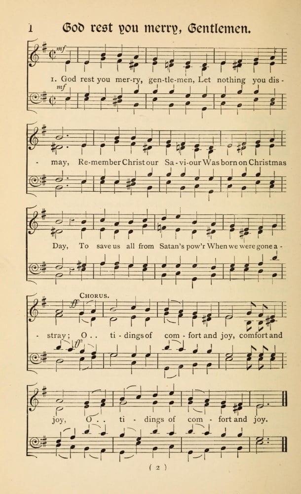 God rest you Merry Gentlemen Traditional Christmas Carols New & Old 1850 Canvas Art - (24 x 36)