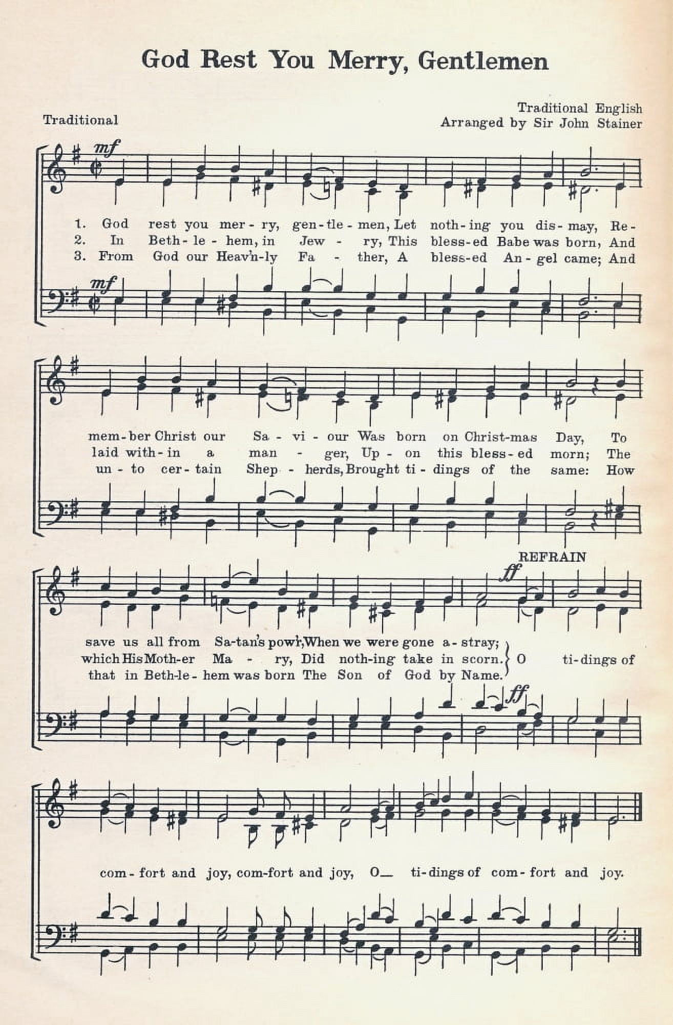 God rest you Merry Gentlemen Traditional Nols A Collection of Christmas Carols 1932 Canvas Art -  (18 x 24)