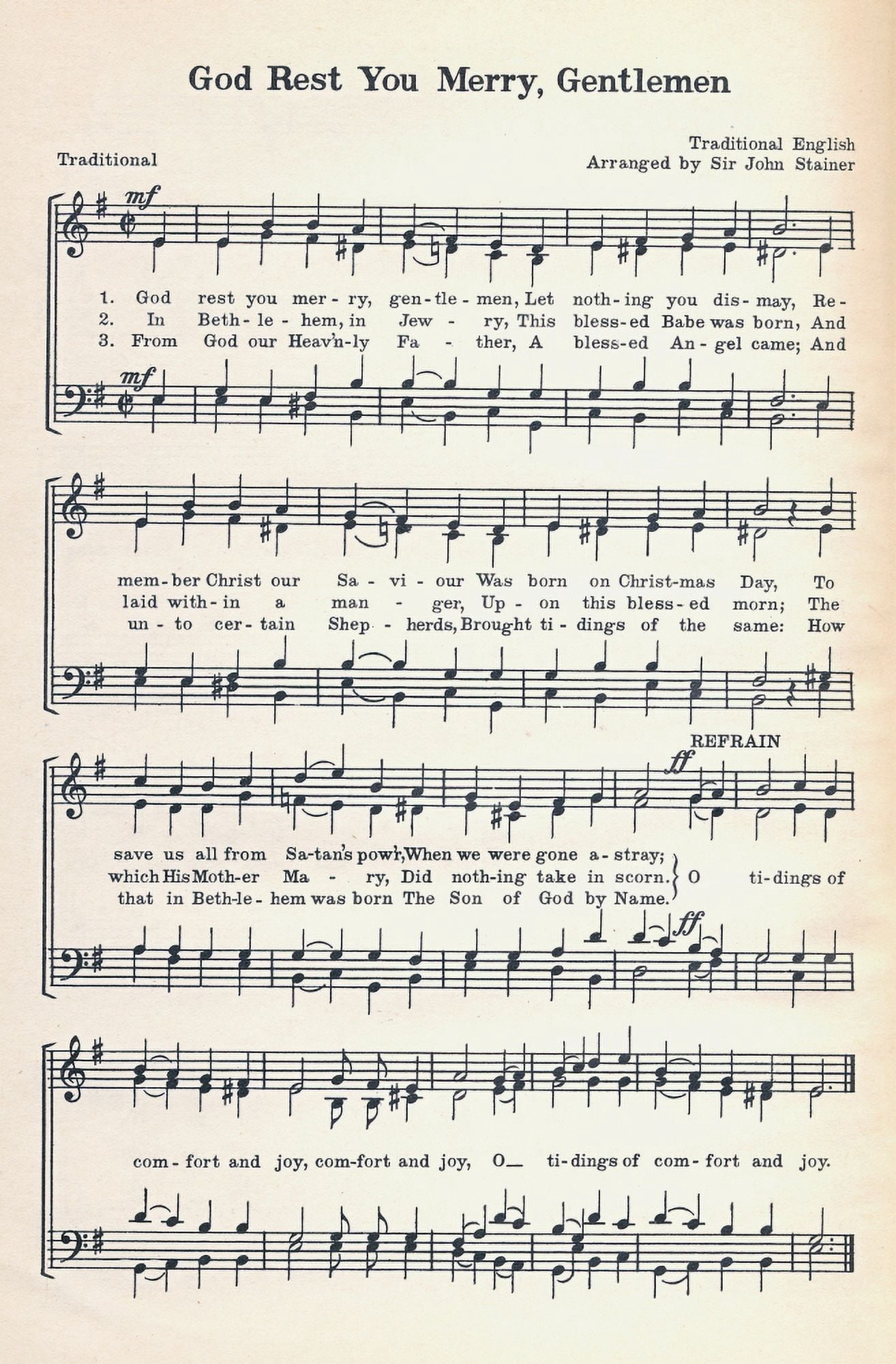 God rest you Merry Gentlemen Traditional Nols Christmas Carols 1932 Canvas Art - (24 x 36)