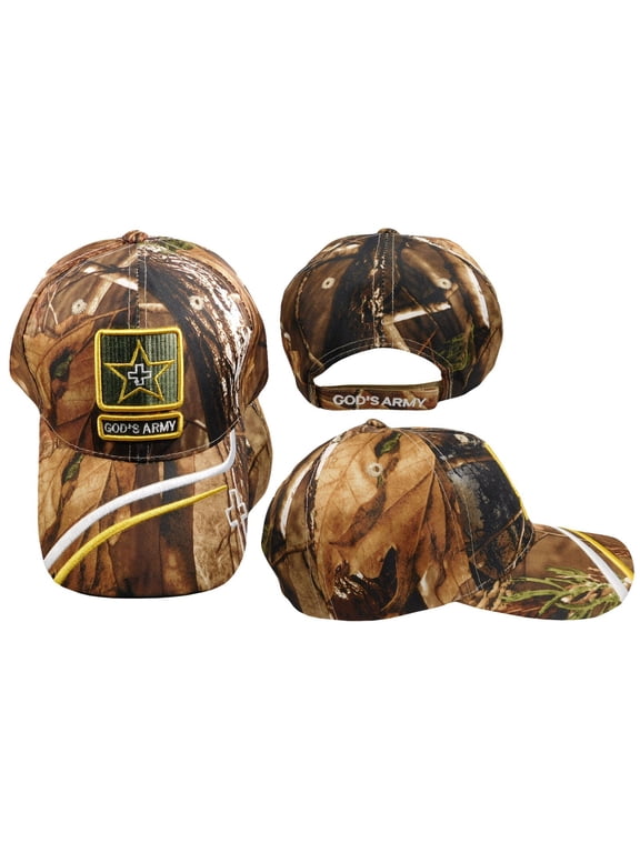 God's Army Star Swirl Cross Real Tree Camouflage Adjustable Embroidered Hat Cap