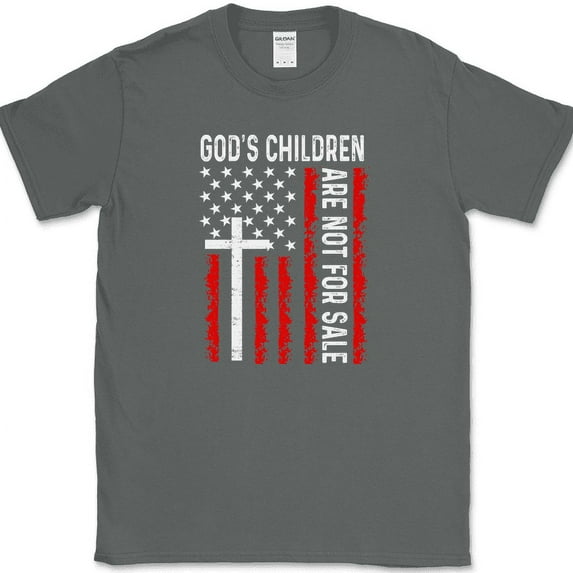 God's Children Are Not For Sale T-Shirt USA Patriot Quote Anti Trafficking - Charcoal, 3XL