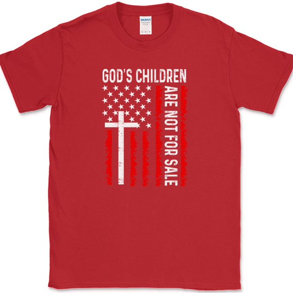 God's Children Are Not For Sale T-Shirt USA Patriot Quote Anti Trafficking - Red, S