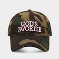thumbnail image 1 of "God's Favorite" Embroidered Camo Baseball Cap, Unisex Soft Top Vintage Dad Hat, Adjustable Jungle Hat, 4 Colors, One Size, 1 of 3