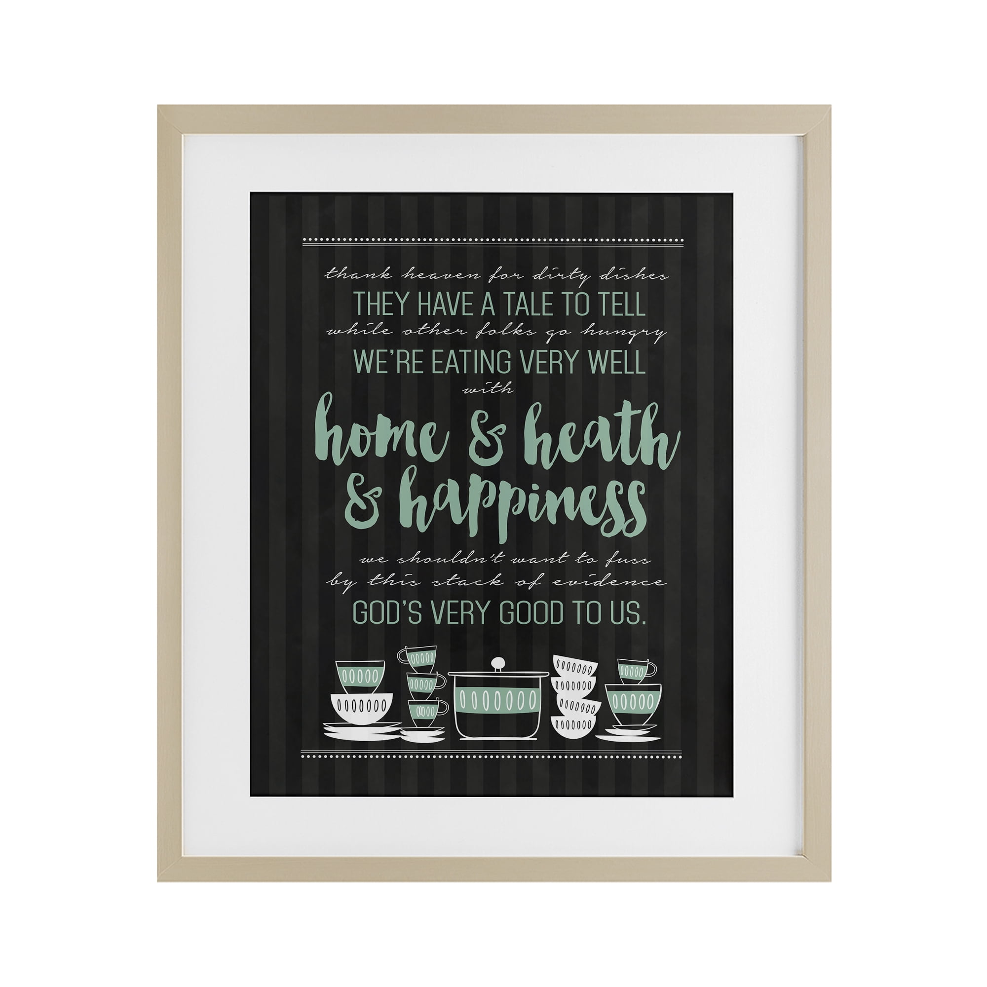 God's Good To Us Kitchen Birch Framed Print Under Glass, design by Lettered and Lined