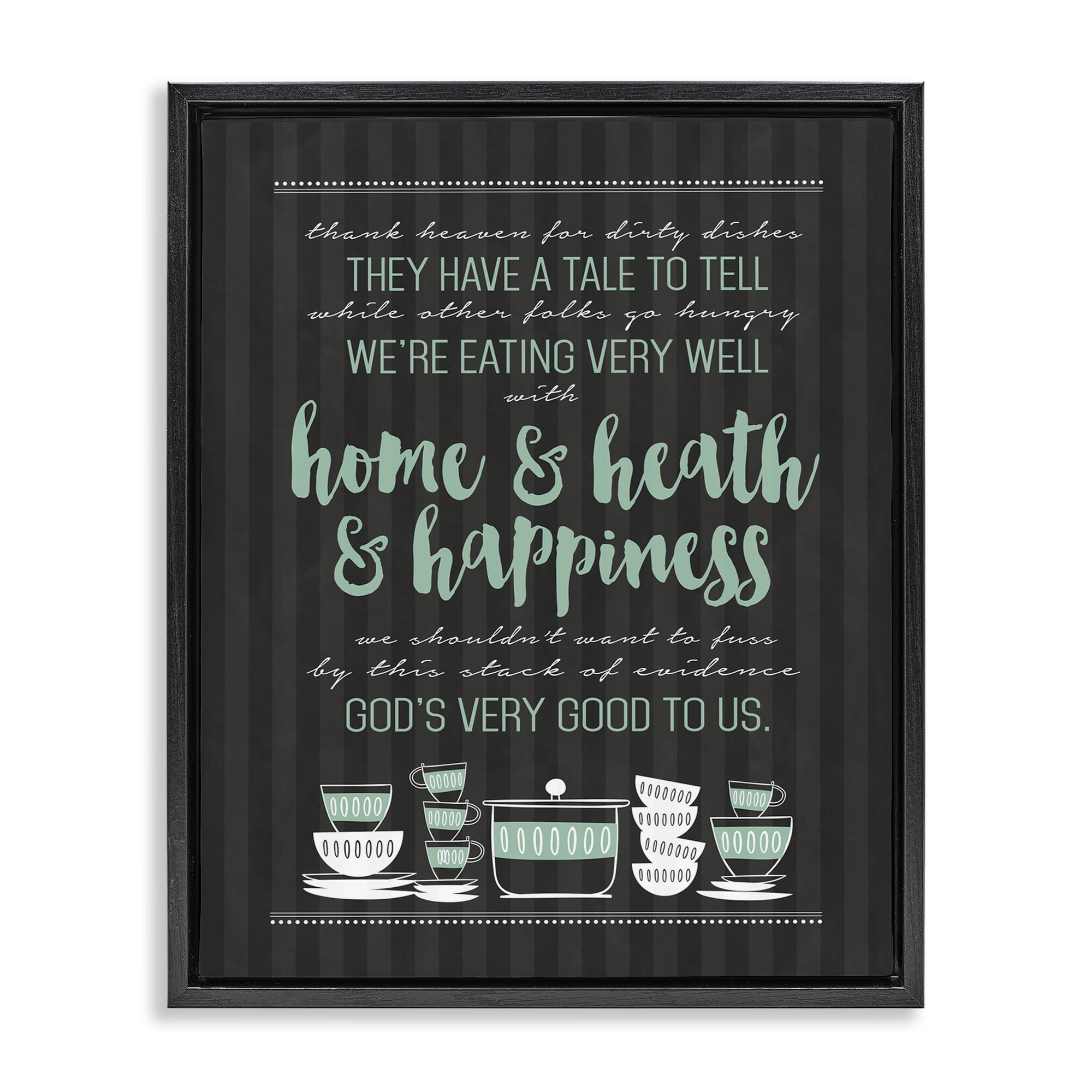 God's Good To Us Kitchen Black Framed Floater Canvas Wall Art, design by Lettered and Lined