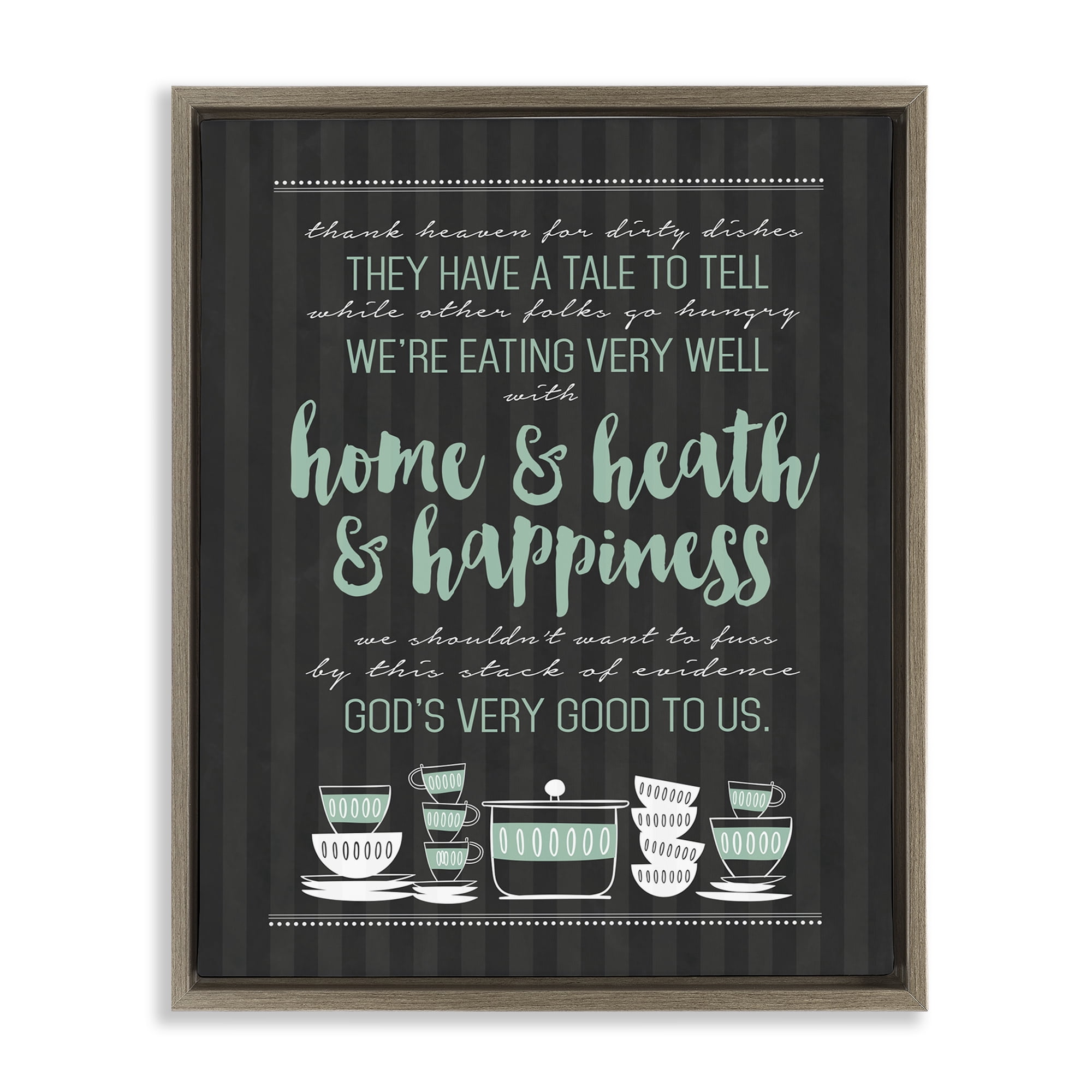 God's Good To Us Kitchen Brown Framed Floater Canvas Wall Art, design by Lettered and Lined