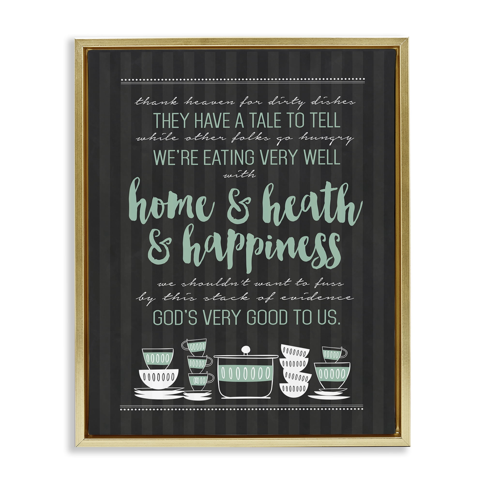 God's Good To Us Kitchen Gold Framed Floater Canvas Wall Art, design by Lettered and Lined