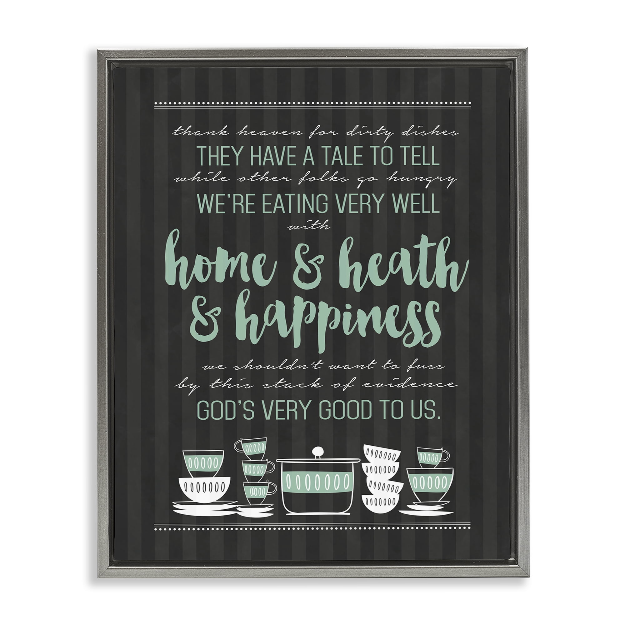 God's Good To Us Kitchen Gray Framed Floater Canvas Wall Art, design by Lettered and Lined