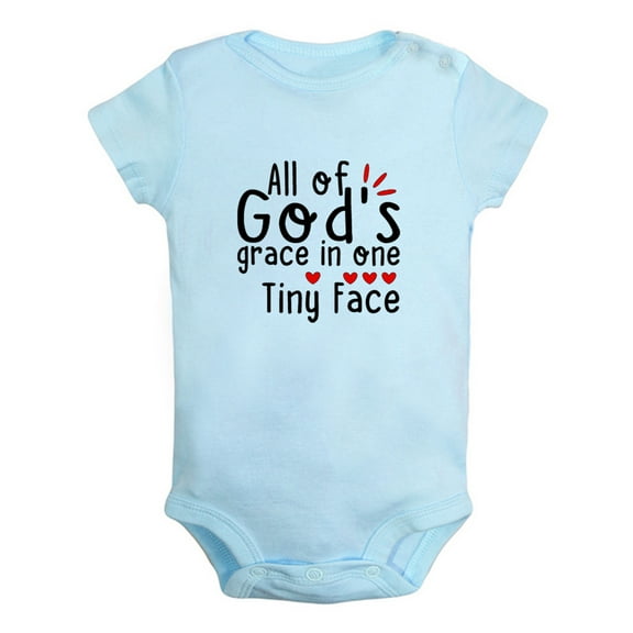 All of God's Grace in One Tiny Face Funny Rompers For Babies, Newborn Baby Unisex Bodysuits, Infant Jumpsuits, Toddler 0-12 Months Kids One-Piece Oufits (Blue, 6-12 Months)