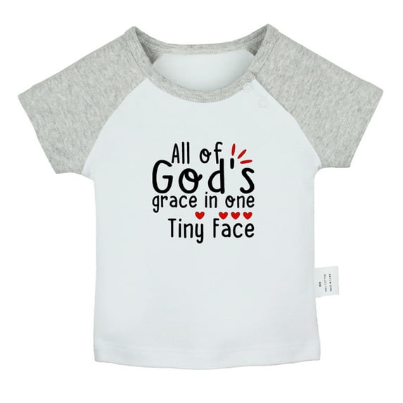 All of God's Grace in One Tiny Face Funny T shirt For Baby, Newborn Babies T-shirts, Infant Tops, 0-24M Kids Graphic Tees Clothing (Short Gray Raglan T-shirt, 0-6 Months)