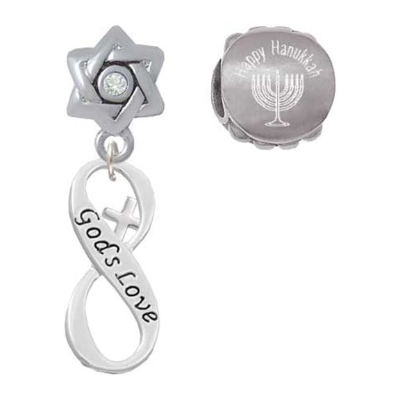 God's Love Infinity Sign Happy Hanukkah Charm Beads (Set of 2)