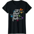 thumbnail image 1 of God's Love Never Fails - Butterfly Art - Religious T-Shirt, 1 of 3