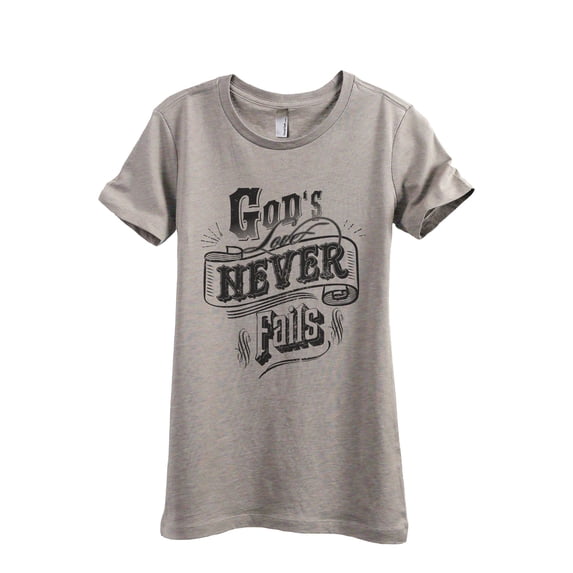 God's Love Never Fails Women's Fashion Relaxed T-Shirt Tee Heather Tan 2X-Large