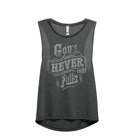 God's Love Never Fails Women's Fashion Sleeveless Muscle Workout Yoga Tank Top Charcoal Grey Small