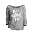 thumbnail image 1 of God's Love Never Fails Women's Fashion Slouchy 3/4 Sleeves Raglan Lightweight Sweatshirt Sport Grey Small, 1 of 3